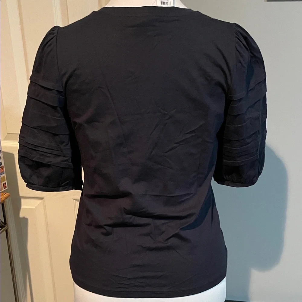 Ann Taylor Navy Blue Ruffle Sleeve Top Size XS